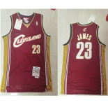 Men's Cleveland Cavaliers #23 LeBron James 2003-04 Burgundy Red Hardwood Classics Soul Swingman Throwback Jersey