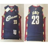 Men's Cleveland Cavaliers #23 LeBron James 2003-04 Navy Blue Hardwood Classics Soul Swingman Throwback Jersey
