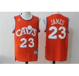 Men's Cleveland Cavaliers 23 Lebron James Orange Hardwood Classics Swingman Jersey