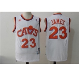Men's Cleveland Cavaliers 23 Lebron James White Hardwood Classics Swingman Jersey