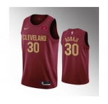 Men's Cleveland Cavaliers #30 Ochai Agbaji Wine Icon Edition Stitched Basketball Jersey