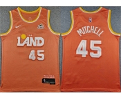 Men's Cleveland Cavaliers #45 Donovan Mitchell Orange 2025 City Edition Stitched Jersey