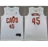 Men's Cleveland Cavaliers #45 Donovan Mitchell White Association Edition Stitched Jersey