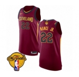 Men's Nike Cleveland Cavaliers #22 Larry Nance Jr. Authentic Maroon 2018 NBA Finals Bound NBA Jersey - Icon Edition