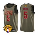 Men's Nike Cleveland Cavaliers #5 J.R. Smith Swingman Green Salute to Service 2018 NBA Finals Bound NBA Jersey