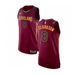 Men's Nike Cleveland Cavaliers #8 Jordan Clarkson Authentic Maroon NBA Jersey - Icon Edition