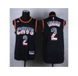 NBA Cleveland Cavaliers #2 Kyrie Irving Black jerseys(USA Flag Fashion)