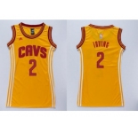 NBA Women Cavaliers #2 Kyrie Irving Gold Dress Stitched Jerseys