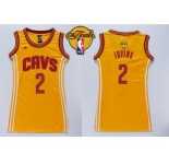NBA Women Cavaliers #2 Kyrie Irving Gold The Finals Patch Dress Stitched Jerseys
