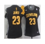 NBA Women Cavaliers #23 LeBron James Black The Champions Patch Fashion Stitched Jerseys