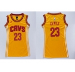 NBA Women Cavaliers #23 LeBron James Gold Dress Stitched Jerseys