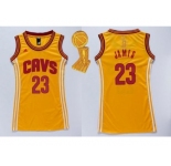NBA Women Cavaliers #23 LeBron James Gold The Champions Patch Dress Stitched Jerseys