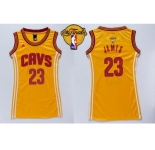 NBA Women Cavaliers #23 LeBron James Gold The Finals Patch Dress Stitched Jerseys