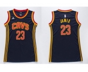 NBA Women Cavaliers #23 LeBron James Navy Blue Dress Stitched Jerseys