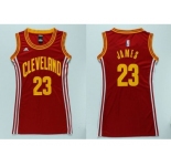 NBA Women Cavaliers #23 LeBron James Red Dress Stitched Jerseys