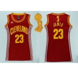 NBA Women Cavaliers #23 LeBron James Red The Champions Patch Dress Stitched Jerseys