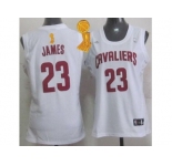 NBA Women Cavaliers #23 LeBron James White The Champions Patch Fashion Stitched Jerseys