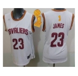 NBA Women Cavaliers #23 LeBron James White The Champions Patch Home Stitched Jerseys