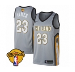 Women's Nike Cleveland Cavaliers #23 LeBron James Swingman Gray 2018 NBA Finals Bound NBA Jersey - City Edition