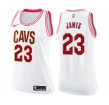 Women's Nike Cleveland Cavaliers #23 LeBron James Swingman White Pink Fashion NBA Jersey