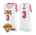 Women's Nike Cleveland Cavaliers #3 George Hill Swingman White Pink Fashion 2018 NBA Finals Bound NBA Jersey