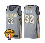 Women's Nike Cleveland Cavaliers #32 Jeff Green Swingman Gray 2018 NBA Finals Bound NBA Jersey - City Edition
