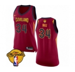 Women's Nike Cleveland Cavaliers #34 Tyrone Hill Authentic Maroon 2018 NBA Finals Bound NBA Jersey - Icon Edition