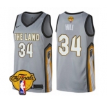 Women's Nike Cleveland Cavaliers #34 Tyrone Hill Swingman Gray 2018 NBA Finals Bound NBA Jersey - City Edition