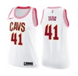 Women's Nike Cleveland Cavaliers #41 Ante Zizic Swingman White Pink Fashion NBA Jersey