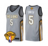 Women's Nike Cleveland Cavaliers #5 J.R. Smith Swingman Gray 2018 NBA Finals Bound NBA Jersey - City Edition