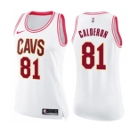 Women's Nike Cleveland Cavaliers #81 Jose Calderon Swingman White Pink Fashion NBA Jersey