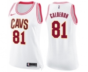 Women's Nike Cleveland Cavaliers #81 Jose Calderon Swingman White Pink Fashion NBA Jersey