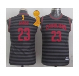 NBA Youth Cavaliers #23 LeBron James Black Grey Groove The Champions Patch Stitched Jerseys