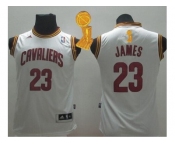 NBA Youth Revolution 30 Cleveland Cavaliers #23 LeBron James White The Champions Patch Stitched Jerseys