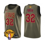 Youth Nike Cleveland Cavaliers #32 Jeff Green Swingman Green Salute to Service 2018 NBA Finals Bound NBA Jersey