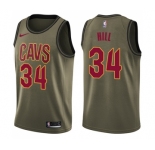 Youth Nike Cleveland Cavaliers #34 Tyrone Hill Swingman Green Salute to Service NBA Jersey