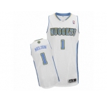Men Adidas Denver Nuggets #1 Jameer Nelson Authentic White Home NBA Jersey