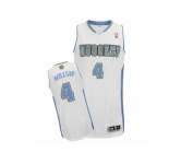 Men Adidas Denver Nuggets #4 Paul Millsap Authentic White Home NBA Jersey