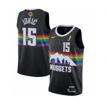 Men's Denver Nuggets #15 Nikola Jokic Black 2023 Finals Champions City Edition Stitched Basketball Jersey