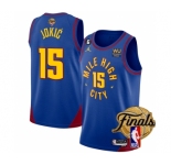 Men's Denver Nuggets #15 Nikola Jokic Blue 2023 Finals Statement Edition With NO.6 Patch Stitched Basketball Jersey