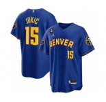 Men's Denver Nuggets #15 Nikola Jokic Blue With No.6 Patch Stitched Jersey