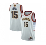 Men's Denver Nuggets #15 Nikola Jokic White 2023 Finals Champions Icon Edition Stitched Basketball Jersey