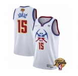 Men's Denver Nuggets #15 Nikola Jokic White 2023 Finals Earned Edition Stitched Basketball Jersey