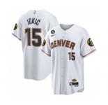 Men's Denver Nuggets #15 Nikola Jokic White With No.6 Patch Cool Base Stitched Jersey