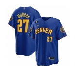 Men's Denver Nuggets #27 Jamal Murray Blue With No.6 Patch Cool Base Stitched Jersey