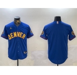 Men's Denver Nuggets Blank Blue With Patch Stitched Jersey