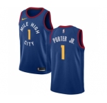 Men's Nike Denver Nuggets #1 Michael Porter Authentic Light Blue NBA Jersey Statement Edition
