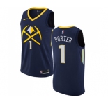 Men's Nike Denver Nuggets #1 Michael Porter Authentic Navy Blue NBA Jersey - City Edition
