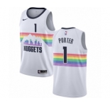 Men's Nike Denver Nuggets #1 Michael Porter Authentic White NBA Jersey - City Edition
