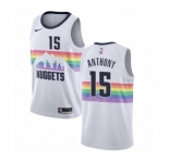 Men's Nike Denver Nuggets #15 Carmelo Anthony Authentic White NBA Jersey - City Edition